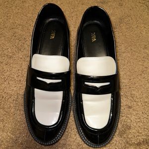 ZARA black & white loafers…gently worn.